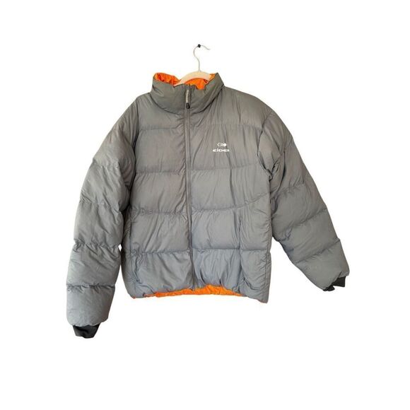 Eider Mens Orange Gray Full Zip Reversible Puffer Jacket Size Large - Picture 4 of 14